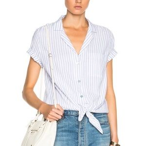 Equipment Keira tie front striped shirt XS